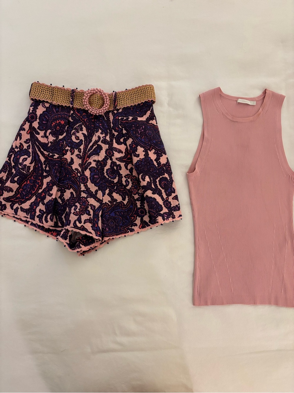 🌸 Zimmermann Tiggy Tuck Short & Ribbed Tank Set — Lilac/Pink Paisley 🌸 - Picture 6 of 13